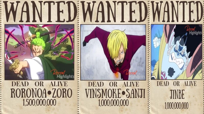 Bounty Of Zoro, Sanji, Nami, Robin, Ussop, Jinbe, Franky After Wano