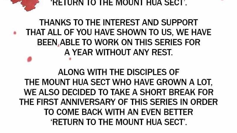 Return Of The Mount Hua Sect Chapter 53 Release Date (On Break)