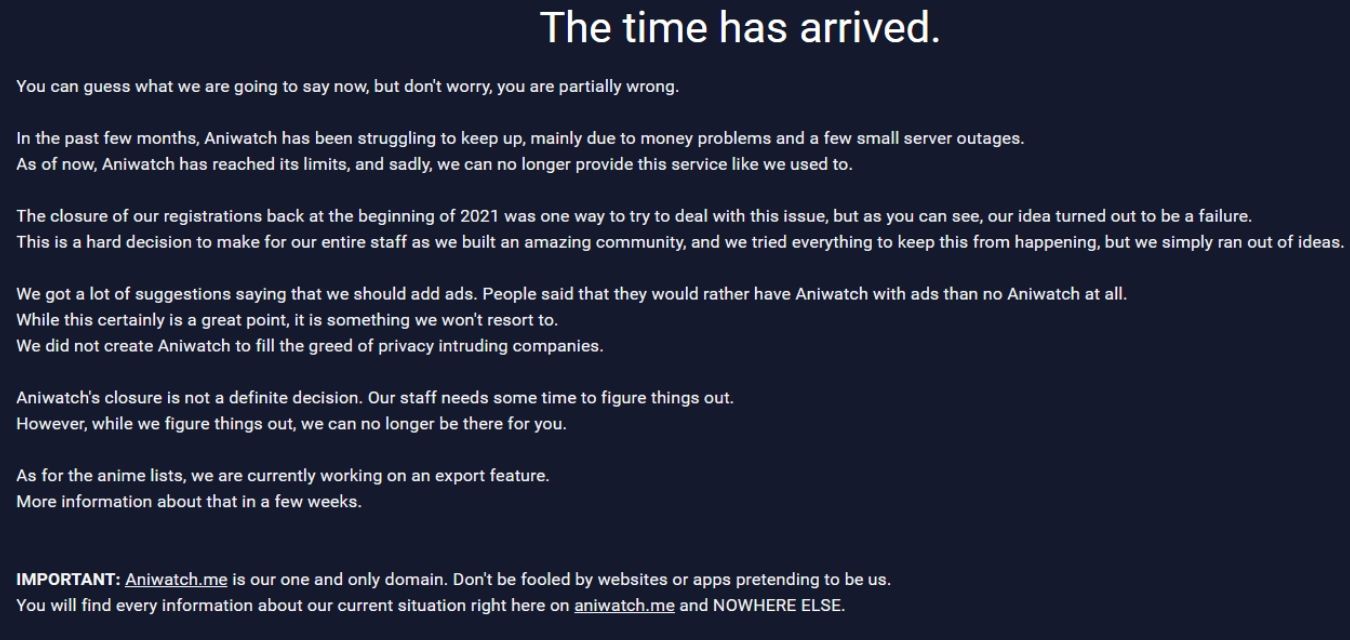 Aniwatch Streaming Platform “Reaches its Limits!” Will it Ever Come Back?