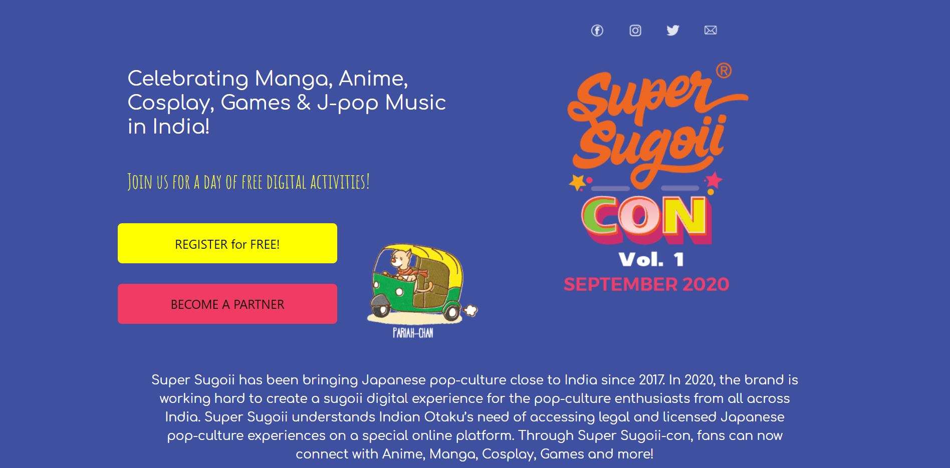Registration Page of Super Sugoii con