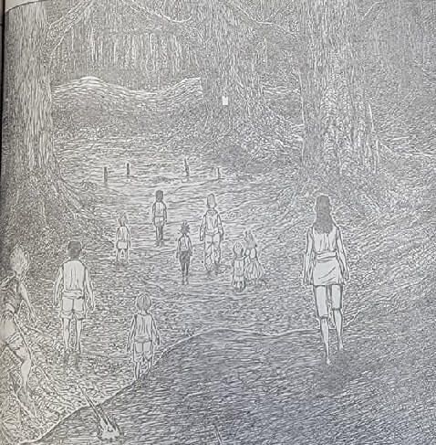The first scan depicts the entire dubbing crew searching for Sarasa in the wilderness.