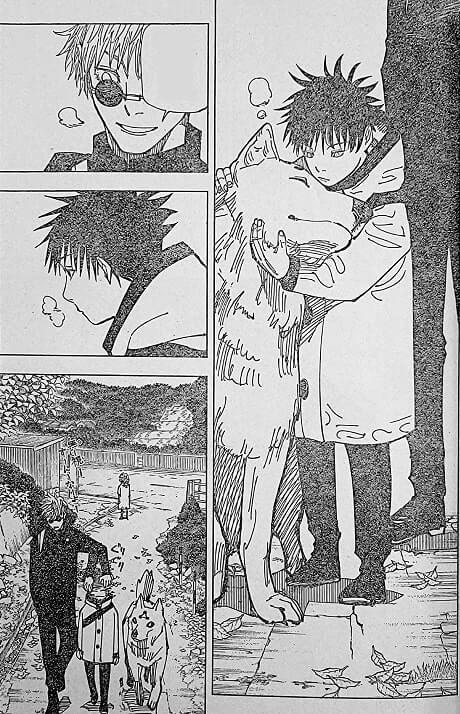Megumi and Gojo are later seen together, and it is revealed that Angel Hana Kurusu was the recipient of the heavenly dog's rescue.
