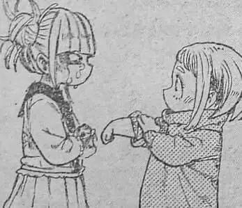 Toga and Ochako as kids, Ochako offers her blood to Toga.