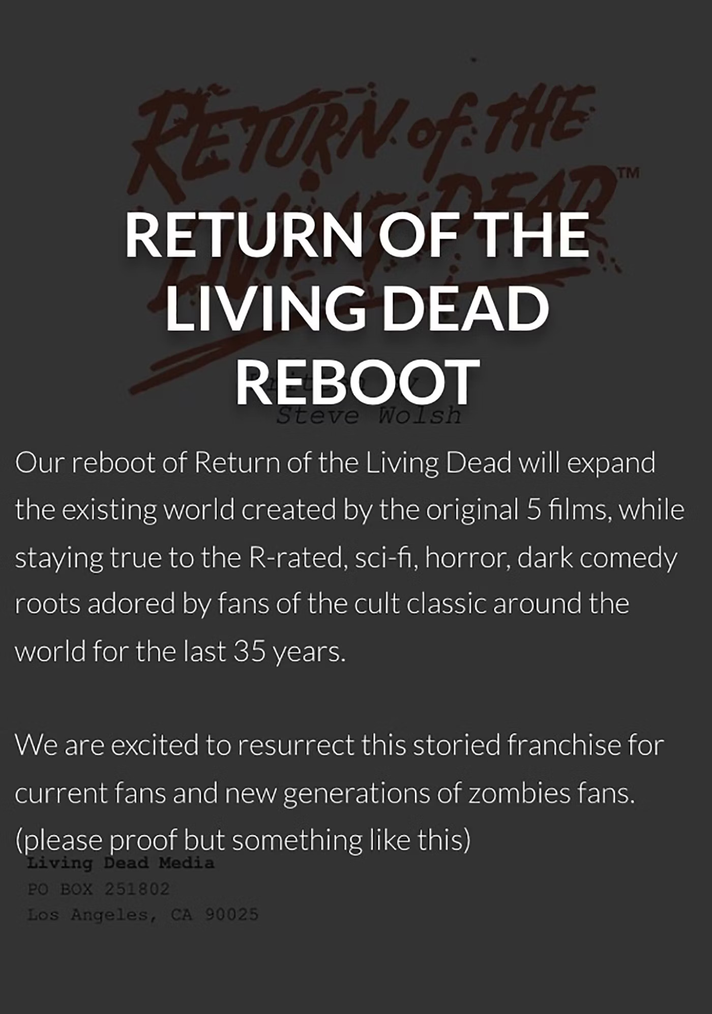Zombie Classic The Return of the Living Dead to Get a Reboot after 40 Years
